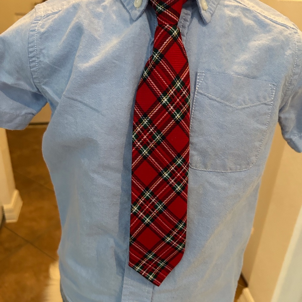 Boys Red Plaid Tie